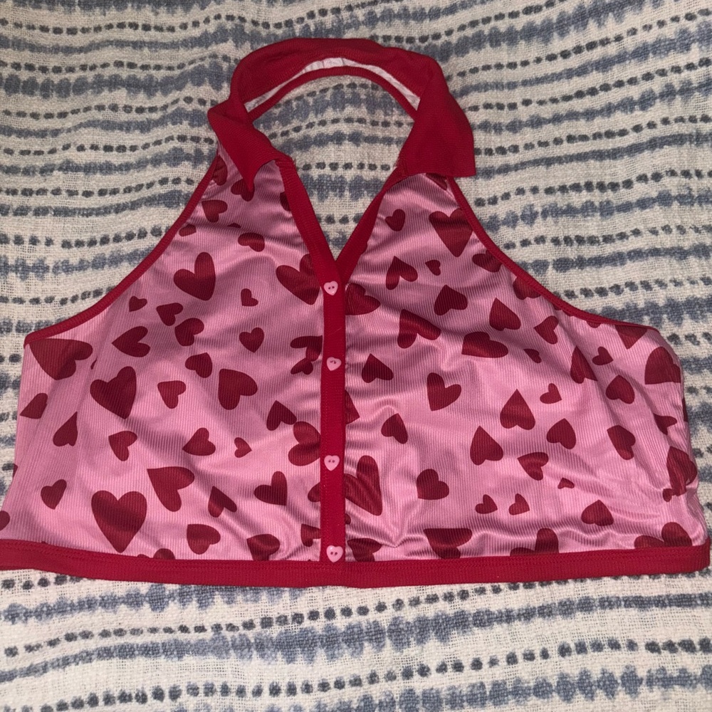 SHEIN Red and Pink Heart Crop Top